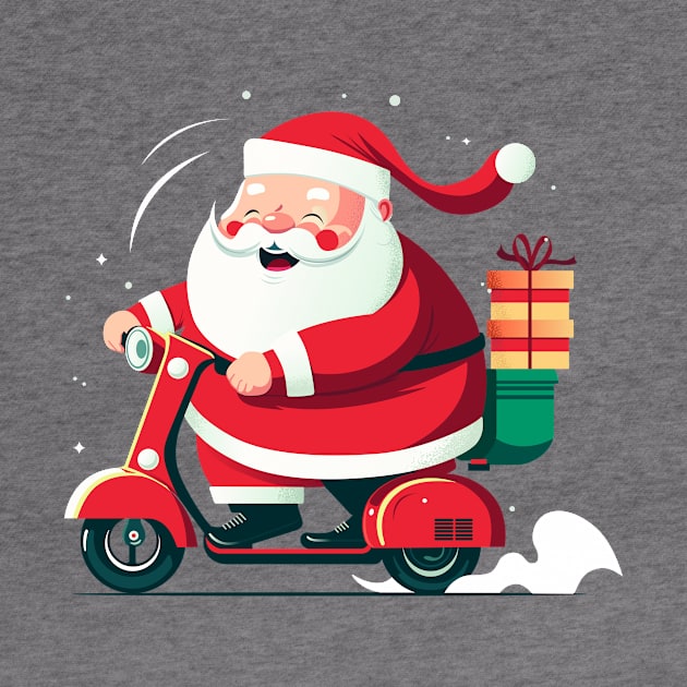 Happy Santa Claus delivery gifts with Motorcycle by JORDYGRAPH